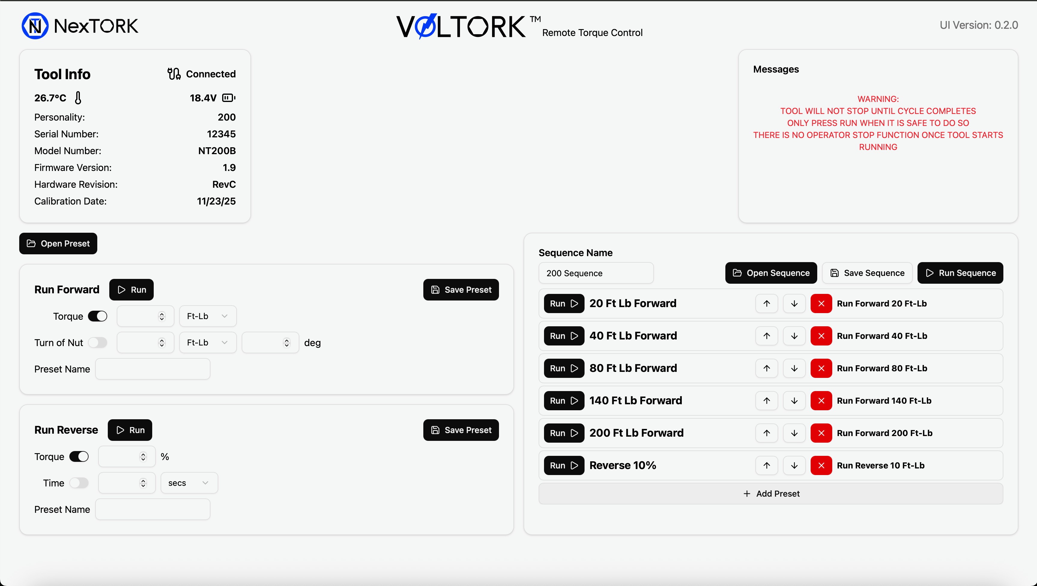 Remote torque control interface